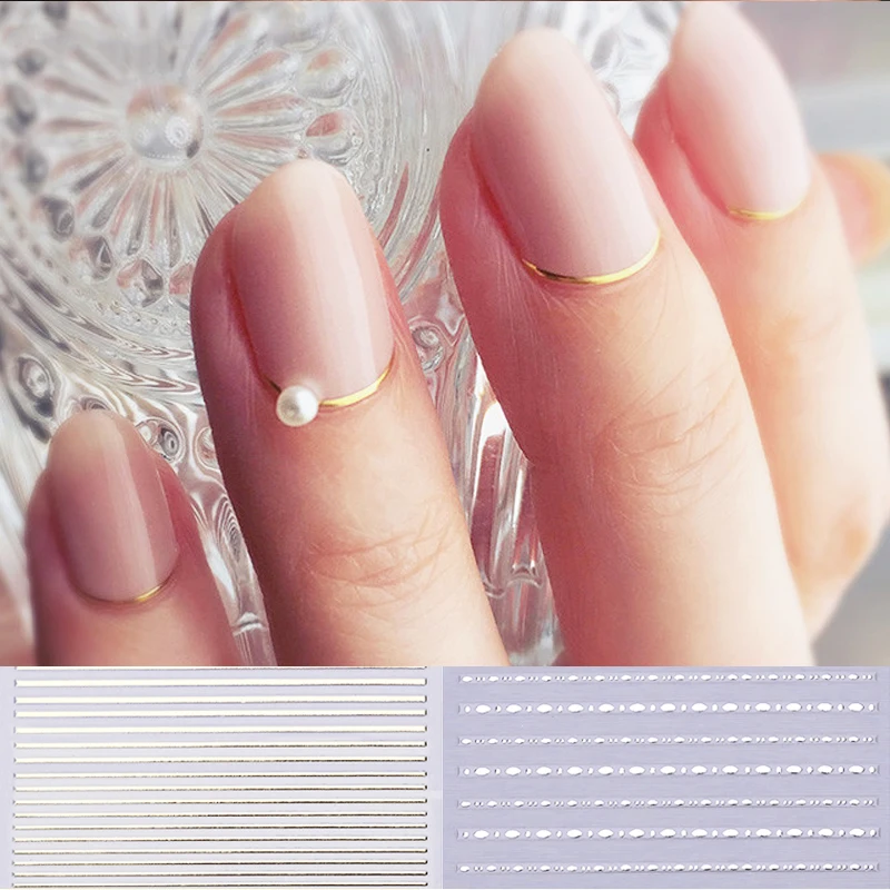 

1pc Rose Gold Silver 3D Nail Sticker Stripe Lines Nails Stickers Adhesive Striping Tape Curve Nail Art Stickers Decals