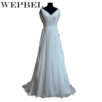 

WEPBEL Women Dresses V-Neck New Summer Elegant Evening Party Chiffon High Waist Solid Dress