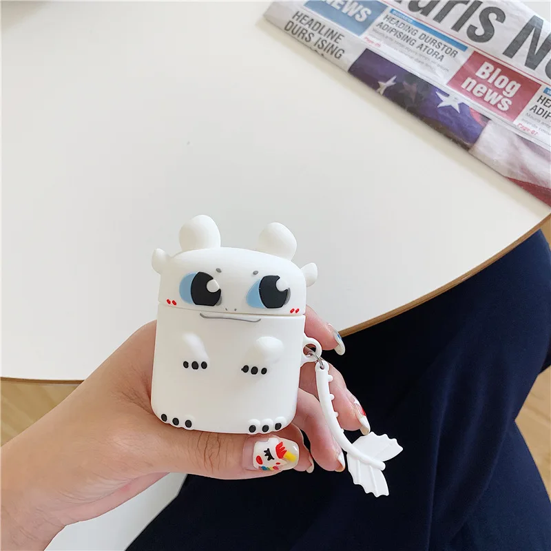 «Лвори» 3D стереоскопический милый чехол Dragon Night Fury для AirPods, силиконовый Bluetooth чехол для наушников Airpods 2, мультяшный защитный чехол - Цвет: «Лвори»