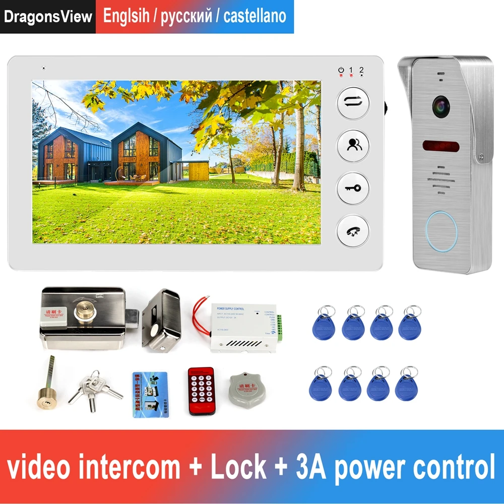 Wired Video Intercom Doorbell with Gate Electronic Lock Support Motion Detect Record for Home Security System Video Door Phone