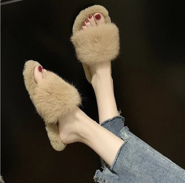 Natural Sheepskin Winter Warm Fur Slippers Women Home Shoes Indoor Slipper Luxury Wool Slippers Woman Casual Slippers