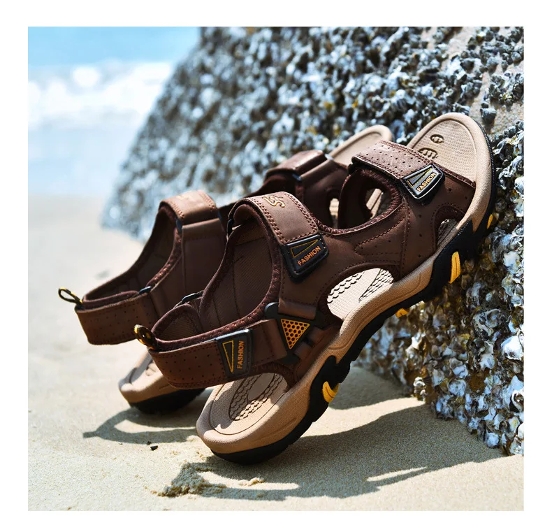 Summer New Style Genuine Leather Sandals Men Full-grain Leather Sandals Casual Outdoor Sandals