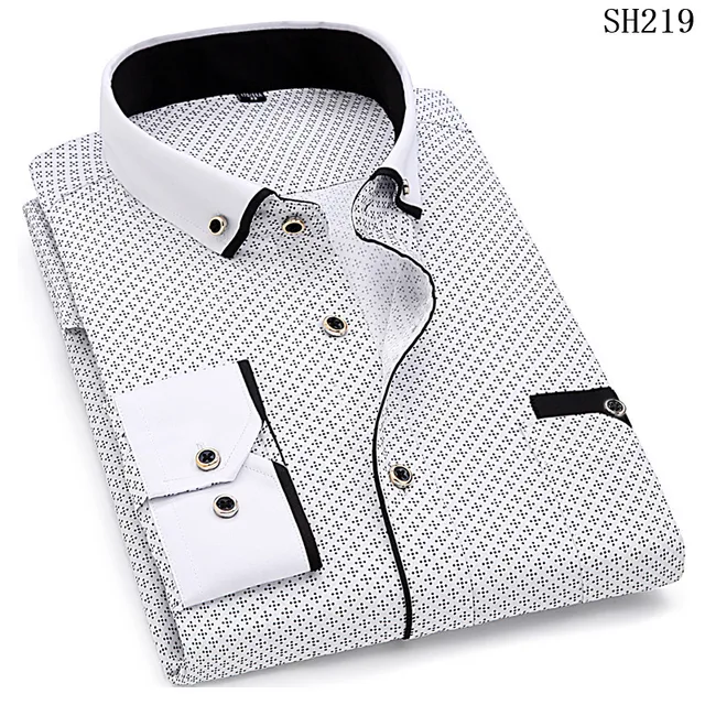 Fashion Casual Long Sleeved Printed Shirt Men's Apparel Men's Top Shirts color: SH215|SH216|SH217|SH218|SH219|SH220