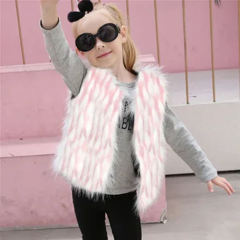 

LANSHIFEI F0316 Children Faux Fur Vest Autumn&Winter Sleeveless Thick Fur Warm Waistcoat Kids Outerwear Girl & Boy Fur Vest Coat