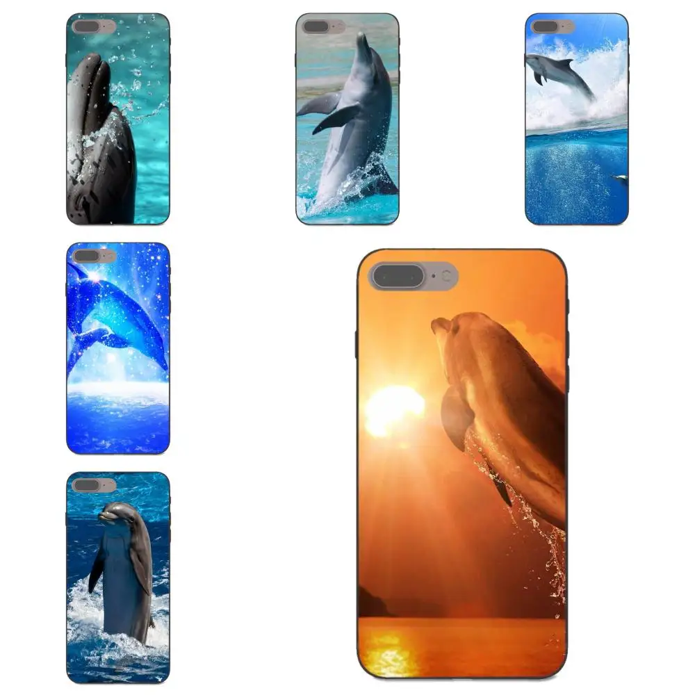 Милый морской Дельфин Мягкий Силиконовый ТПУ Черный протектор для Samsung Galaxy A3 A5 A6