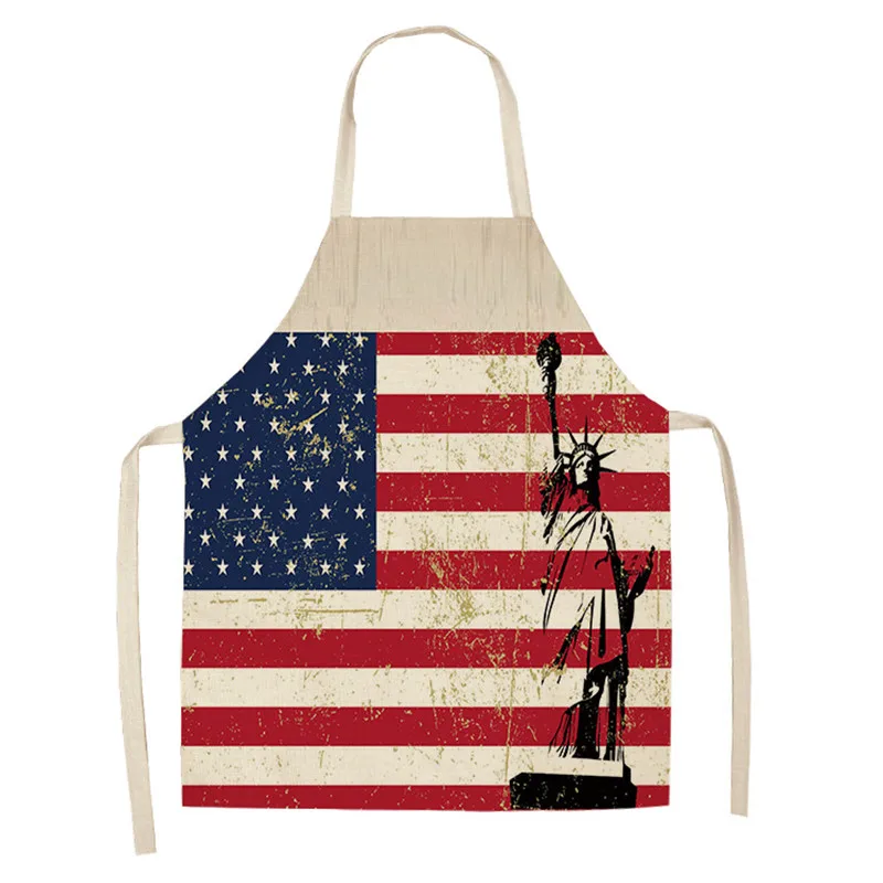

American Flag Aprons Kitchen Apron Women Creative Flag Cotton Linen Bibs Household Cleaning Pinafore Home Cooking Aprons