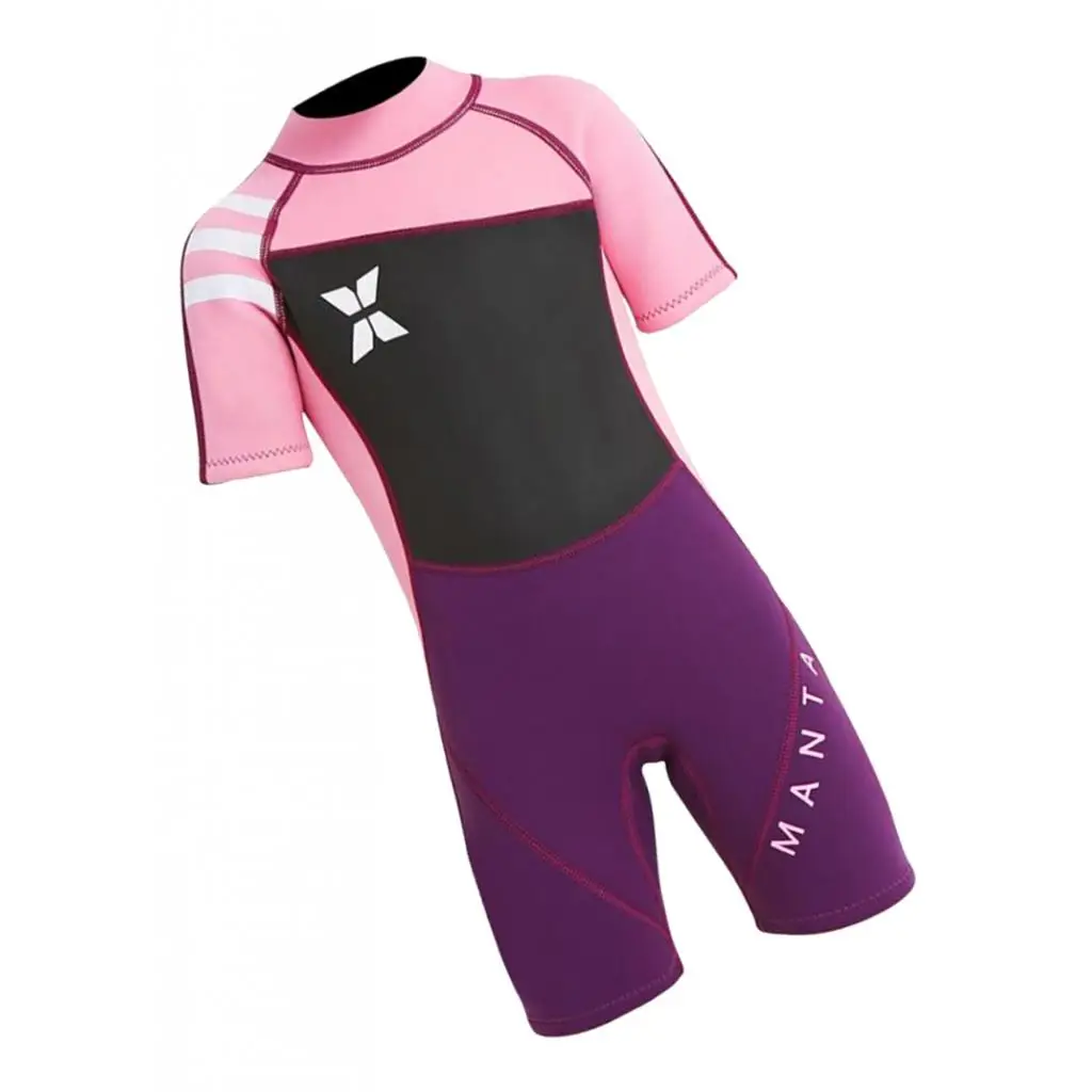 Kids Short Sleeve Wetsuit Swimwear Bathing Suit One Piece Swimsuit UPF50+ for Scuba Diving Snorkeling Surfing Swimming 