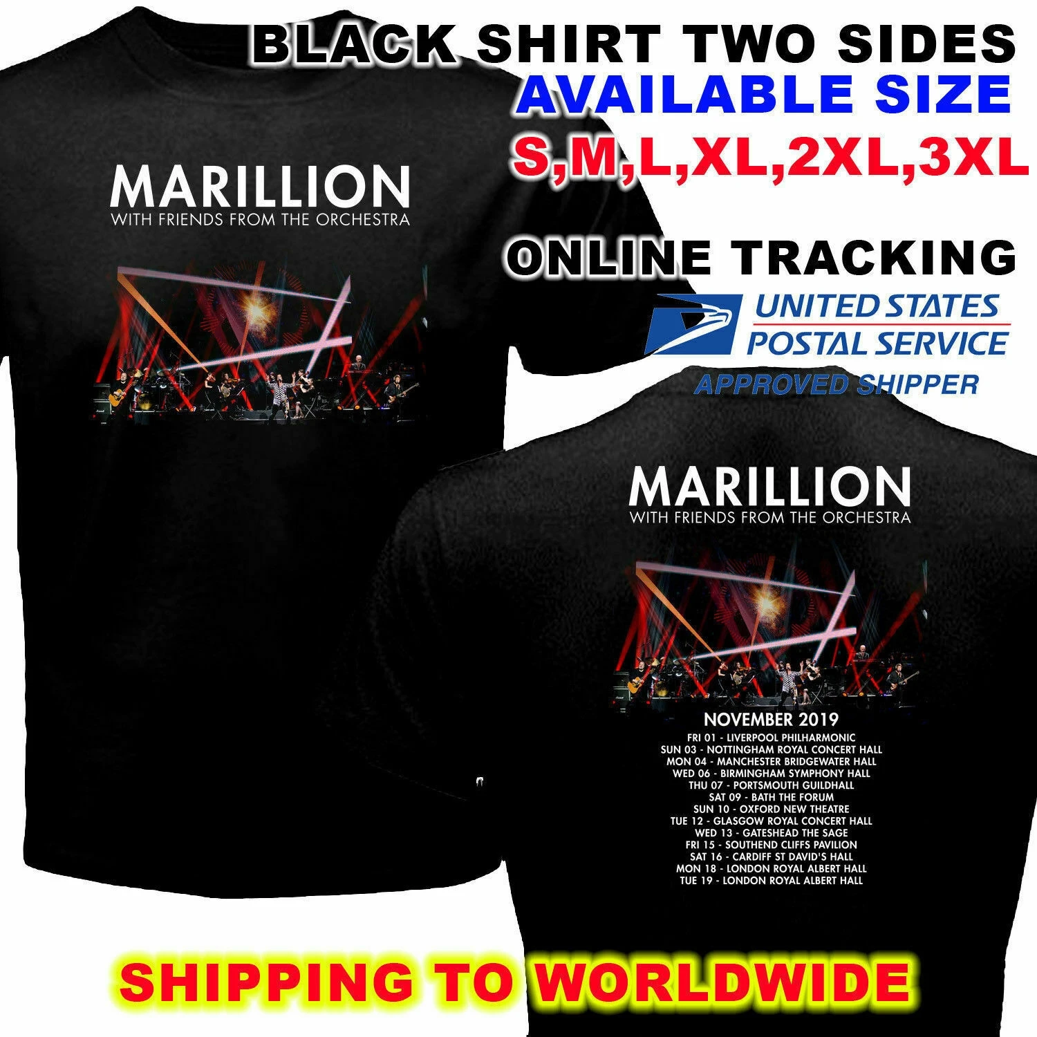 Лучшая новая ограниченная серия MARILLION LIVE TOUR Мужская черная футболка S-5XL