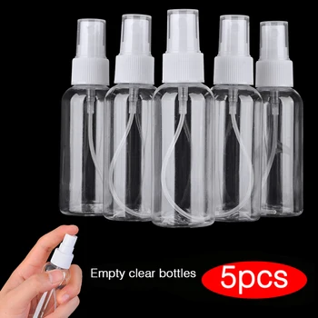 

5pcs 60ml Empty Plastic Spray Bottles Transparent Empty Pump Spray Refillable Bottle Container Mini Travel Container