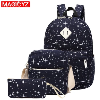 

Women Canvas bag Women Starry sky printing Backpack Casual Best Travel Bag Backpacks set Shoulder Bag Female Student School Bags