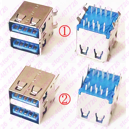 

5PCS Hi speed USB Dual 3.0 Socket 180 Degree USB 3.0 Jack Female Charging Connector Female AF type For Laptop Notebook Computer