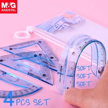 

M&G Soft Flexible Geometry Ruler Set Maths Drawing compass stationery Rulers Protractor mathematical compasses for School