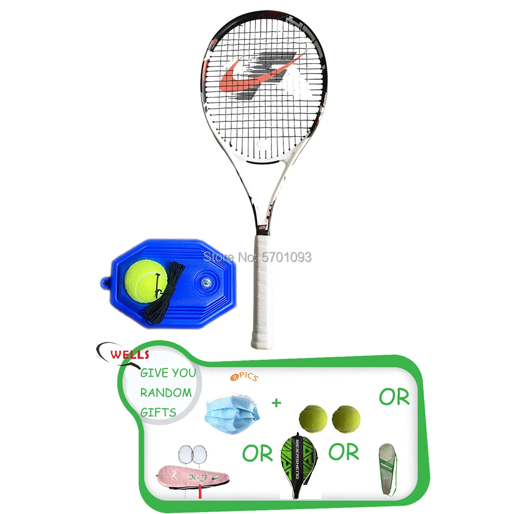 

TENNIS NO. 688 Professional Tennis Racket Single Adult Carbon Paddle Men Women Universal Set With Bag Trainer Overgrip Ball Pade