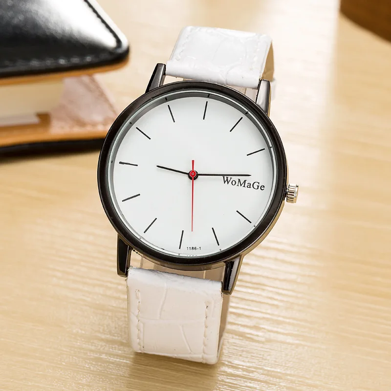 

Womage Ultra-Thin Simple Watch Men And Women Fashion PU Leather Quartz Watch Trend Students