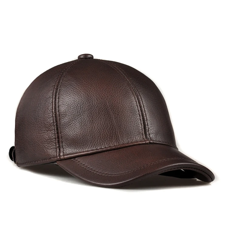 Spring Genuine Leather Baseball Sport Cap Hat Women's Men's Winter Warm Brand New Cow Skin Leather Newsboy Caps Hats 5 Colors 2