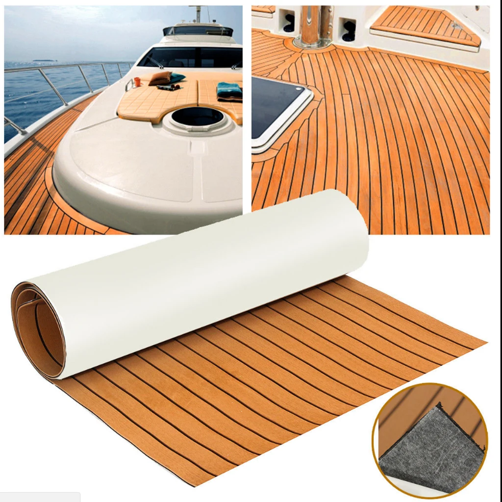 Self Adhesive 600x2400x6mm Teak Decking EVA Foam Marine Flooring Faux Boat EVA Foam Teak Sheet