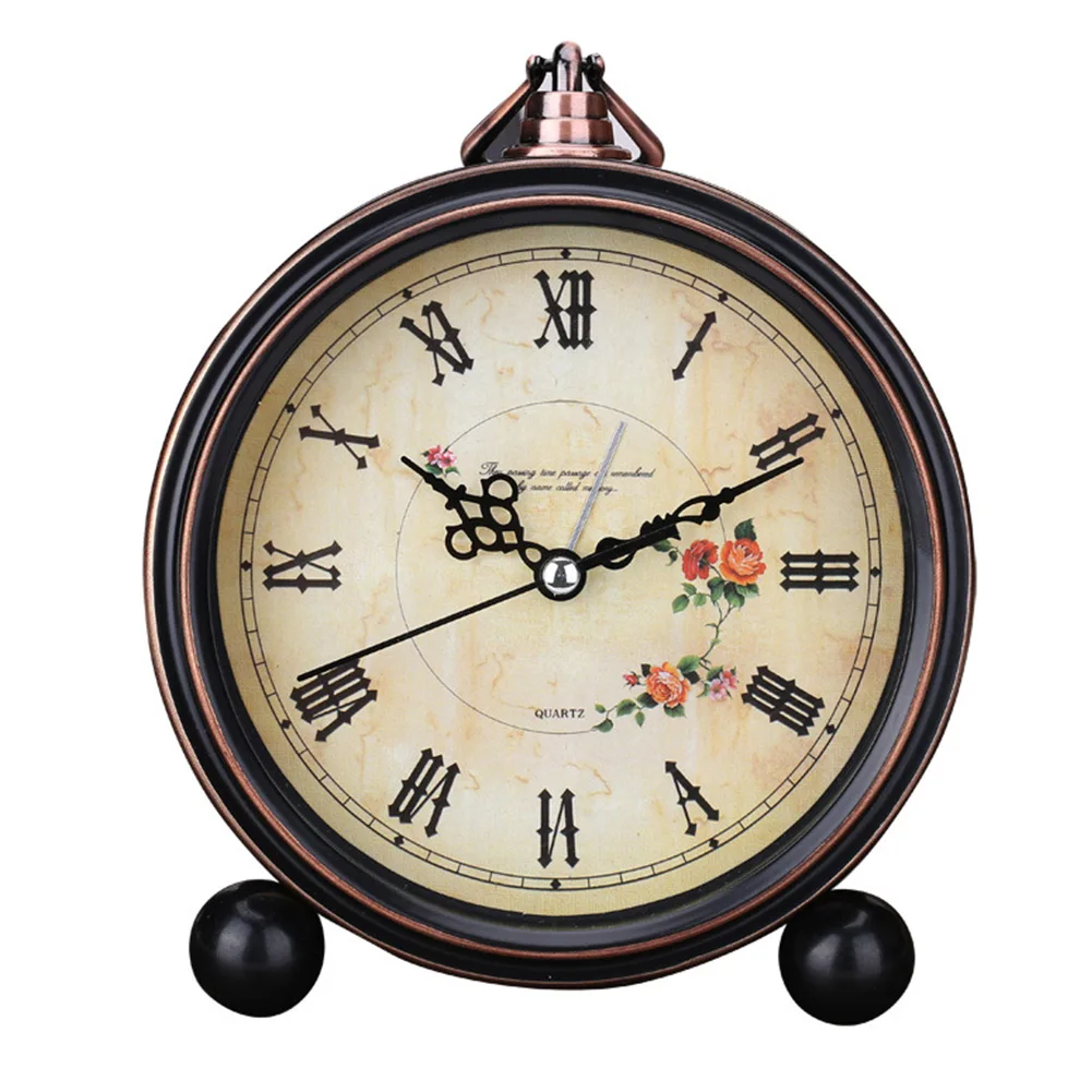 7 Modern Retro Alarm Clock European Style Round Desktop Office Vintage Glass Lens Decorative Quartz Battery Operated For Home - Цвет: 7