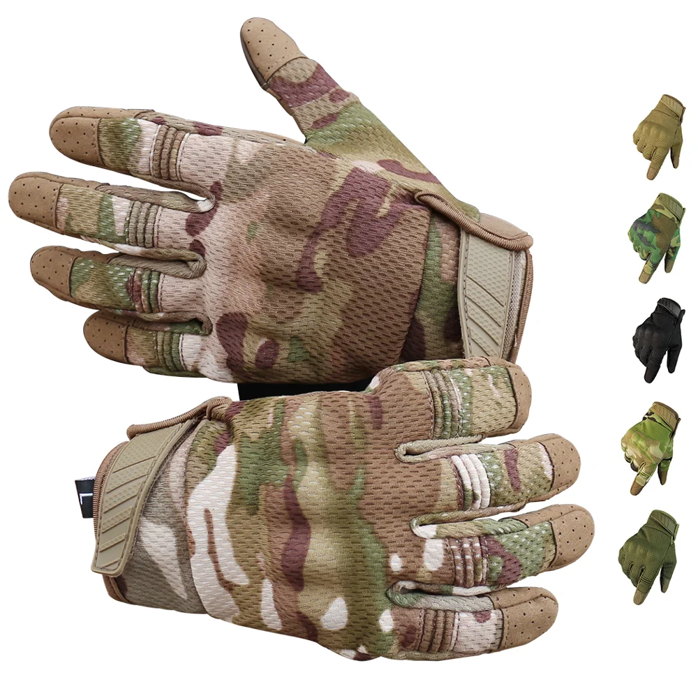 Guantes de Ciclismo de dedo completo para hombre, guantes tácticos antideslizantes con pantalla táctil para deportes al aire libre, equipo de protección