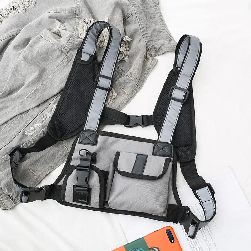 Weysfor Functional Tactical Outdoor Chest Bag Fashion Bullet HipHop Vest Streetwear Bag Waist Pack Men Women Black Chest Rig Bag