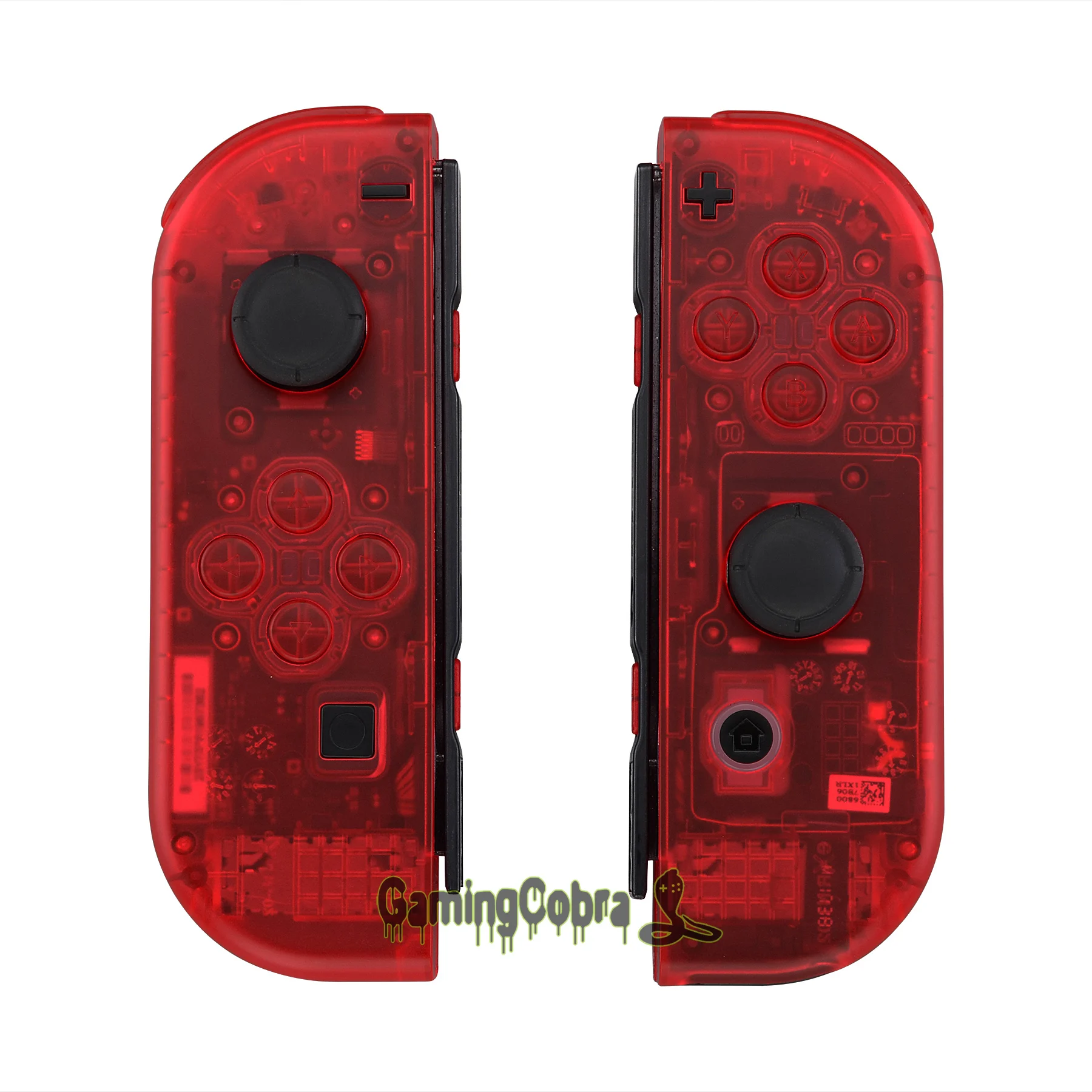 

Custom Transparent Clear Red Housing Shell Cover with Full Set Buttons for Nintendo Switch Joy-Con Controller