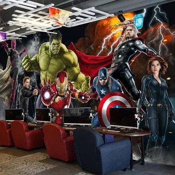 

Marvel Avengers Iron man Hero Wallpaper Children's Room Bedroom Modern Living Room TV Background Bar Customize