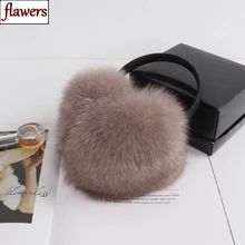 2021 New Fashion Women Fluffy Real Fox Fur Earmuffs Winter Lady Big Pompoms Fox Fur Plush Ear Muff 100% Natural Fox Fur Earlaps