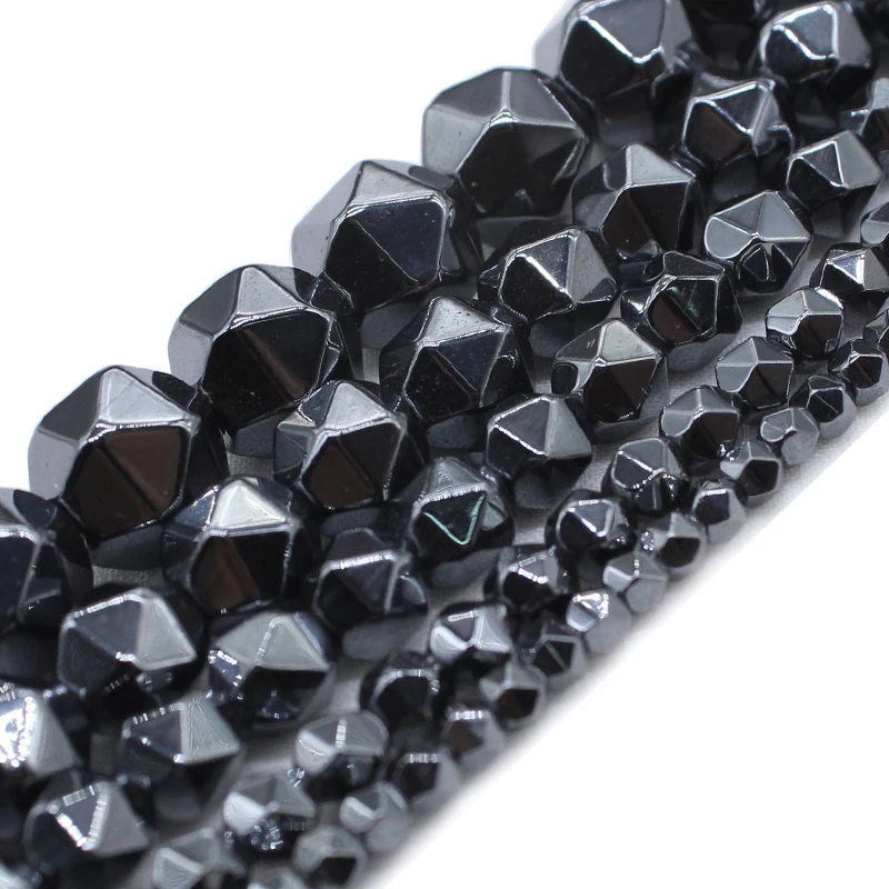 

Natural Stone Faceted Black Hematite Beads Round Loose Beads For Jewelry DIY Making Charm Bracelet Necklace 15'' 3 4 6 8 10mm