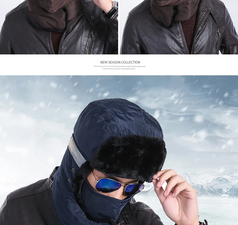 Men's Hat Winter Cotton Cap Thick qi che mao Women's Youth Winter Wind-Resistant Cold Earmuff Masks Elderly Ushanka
