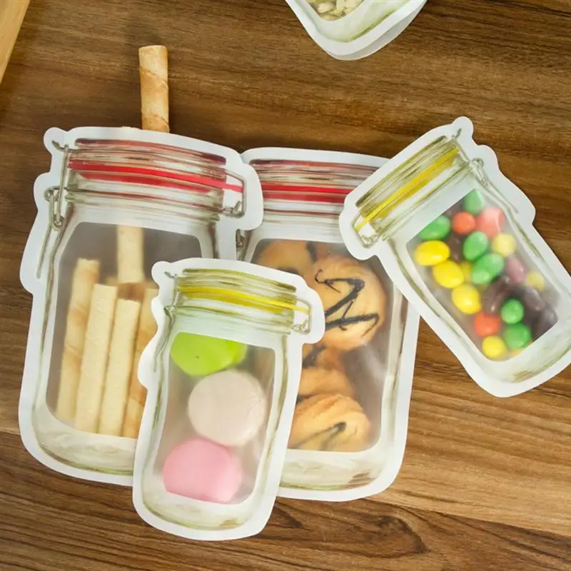 10 шт Mason Jar шаблон Reclosable самоклеющиеся Ziplock обработанные мешки уплотнительная