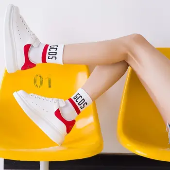 

harajuku socks women GCDS letter stripe Cotton 2020 autumn Streetwear Vintage fashion brand skarpety Black white luxury sock