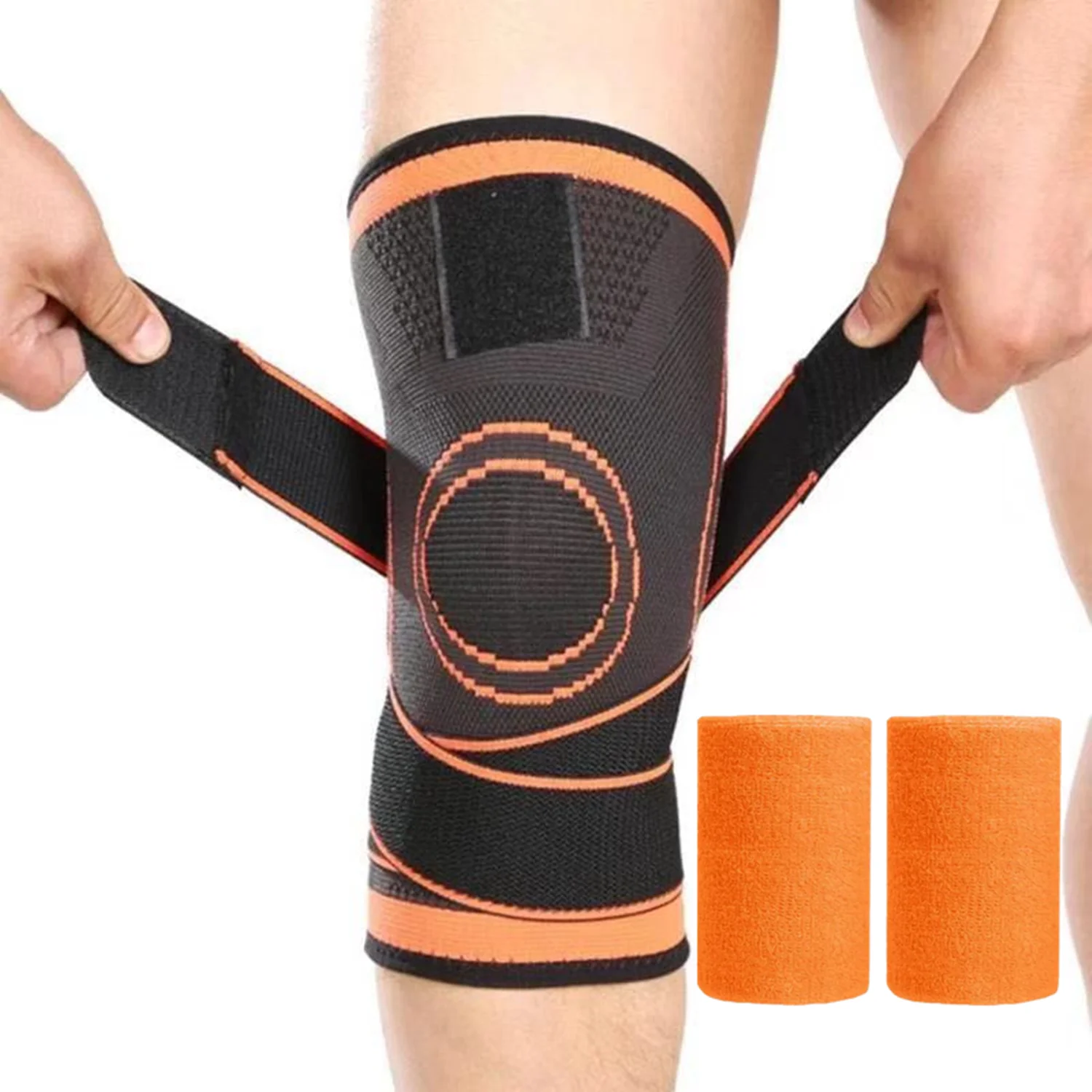 

Knee Braces Elastic Sport Knee Support Brace Straps Compression Knee Pads Plus 1Pair Sports Wristband