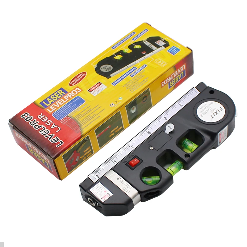 Multi-function Laser Level Infrared Level Ruler with Tape Measuring Horizontal Vertical Measurement Cross Lines Instrument