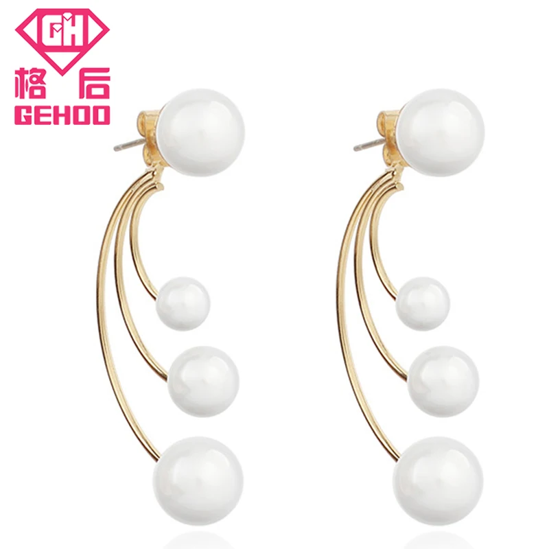 

GEHOO Bohemia Multi-layer Imitation Pearl Earrings 5/8/10mm Stud Earrings For Women Fashion Jewelry Best Gifts