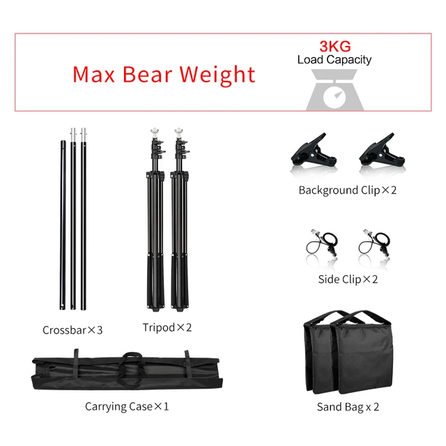 Support De Fond 2 X 3 M, Système De Support De Fond Réglable, Kit De Support D'écran