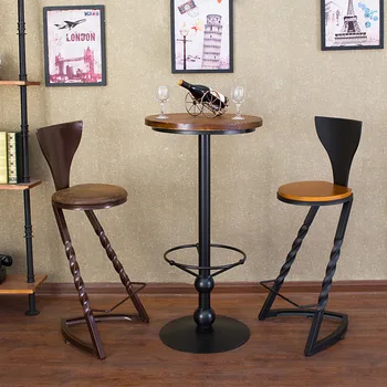 

NEW Nordic Wrought Iron Bar Chair Cafe Bar Chair Industrial Wind Retro High Chair The Bar Chair Solid Wood Stool