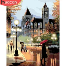 HUACAN Picture By Numbers City Landscape Gift Kits Drawing Canvas HandPainted Painting Home Decor Gift