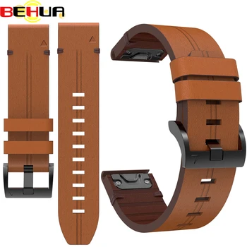 

20mm 22mm 26mm Leather Watch Band Strap For Garmin Fenix 6 6X Replacement Straps with Quick release Easy Fit Bracelet Wristband