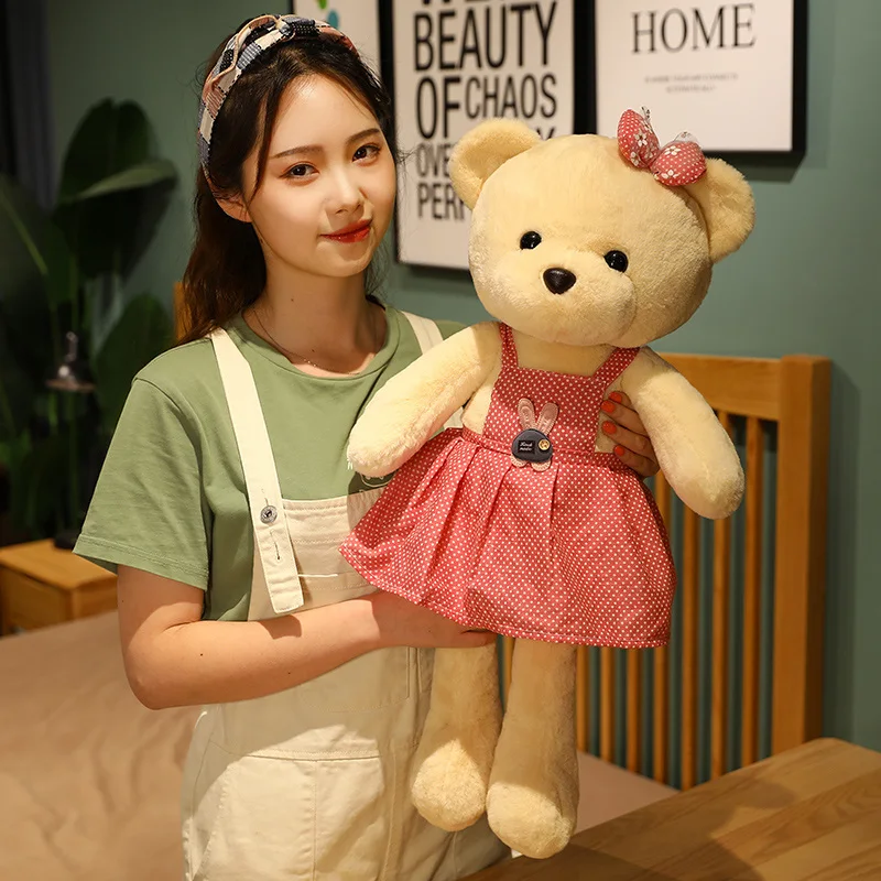30/50/70cm New Fluffy Bear Plush Toy Soft Stuffed Cartoon Animal Bear With Sweater Doll Baby Appease Lover Girlfriends Birthday