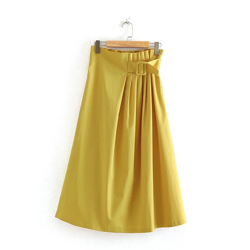 

2019 Western Style Spring And Summer WOMEN'S Dress New Style Poplin Midi Mid-length Skirt