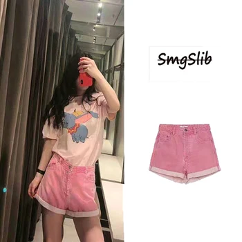 

Streetwear casual denim women shorts mujer summer 2019 high waist double pockets button jeans boyfriend shorts femme