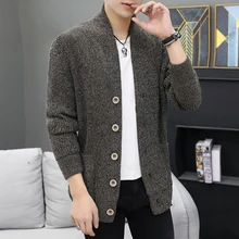 Мужской свитер кардиган осень зима мужские пуговицы трикотаж красивый мужской вязаный пальто верхняя одежда