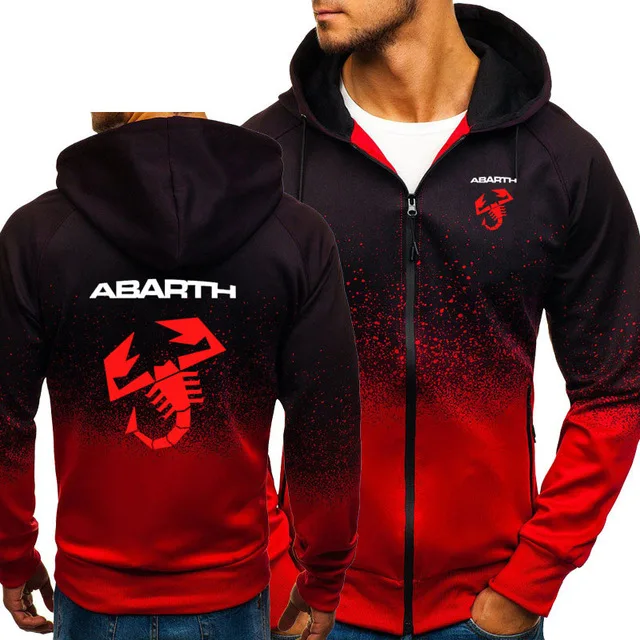 Толстовки для мужчин автомобиль ABARTH логотип печати повседневное хип хоп Harajuku градиент цвета с капюшоном флисовые кофты куртка на молнии мужская одежда Q