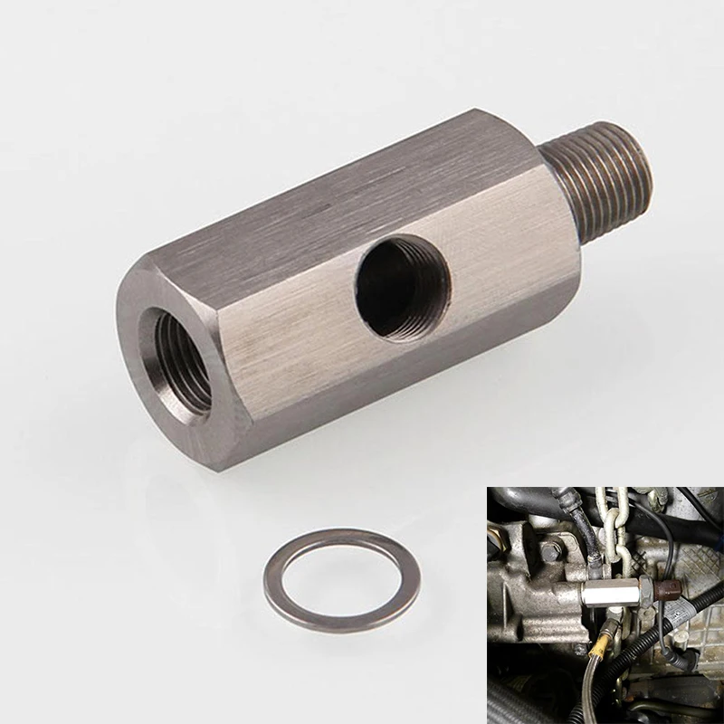 Stainless steel Adapter Oil Pressure Sensor Tee Socket Turbo Engine Truck Connector Useful