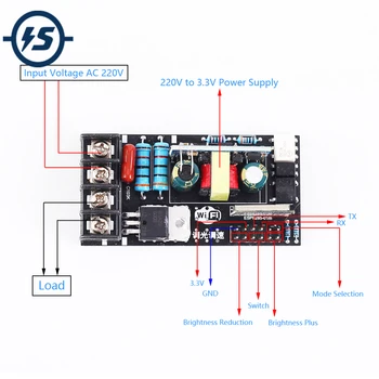 

AC 220V 200W Wireless WIFI Module Governor Dimming IoT ESP8285 Remote Controller Switch Module APP Transceiver