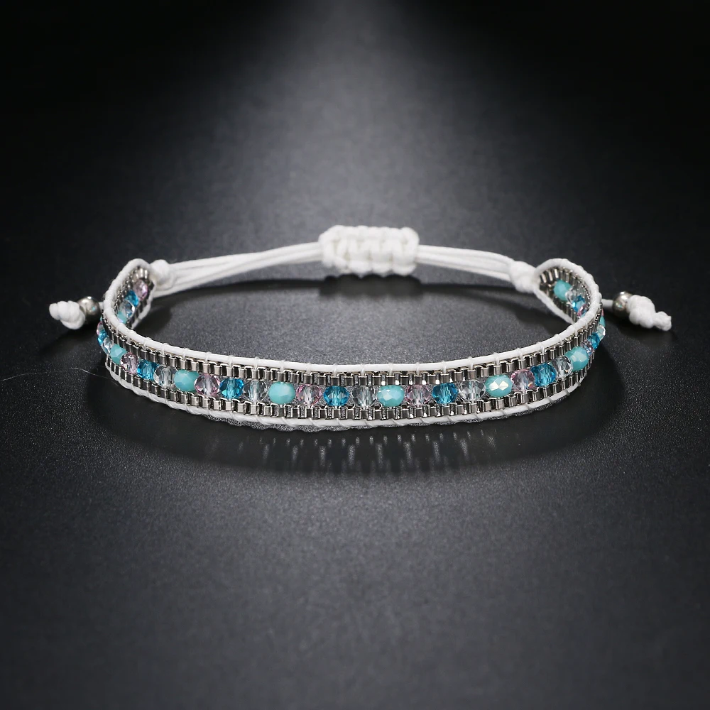 

TOMOSH Boho Crystal Beads Bracelet for Women Girls Ladies Bohemian Adjustable Rope Charm Bracelet Jewelry Accessories Gift