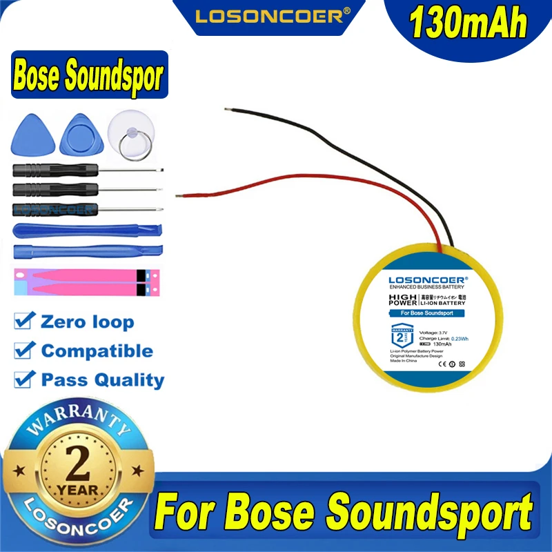 100% Original LOSONCOER 130mAh Battery For Bose SoundSport Wireless soundsport pulse Replacement CP1654 LIR1654 | Электроника