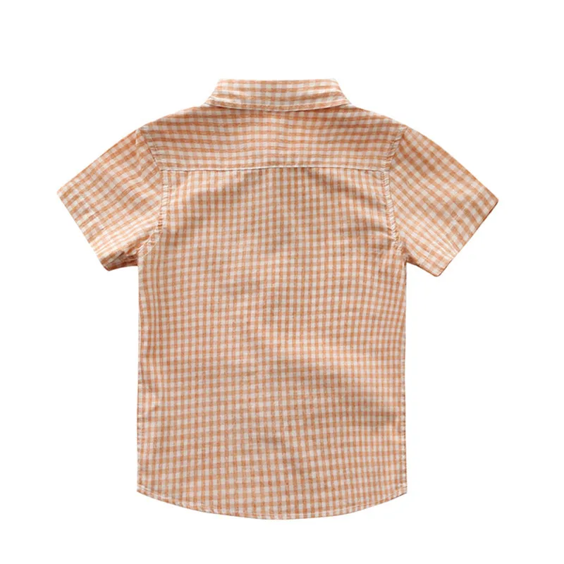 Tc-068 г. Летняя новая стильная детская куртка модная клетчатая рубашка с короткими рукавами для мальчиков детская рубашка