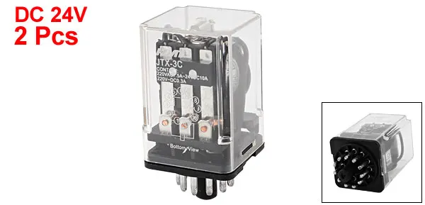 2 шт. управление двигателем 11 Pin 3PDT электромагнитное реле питания DC 24V Катушка