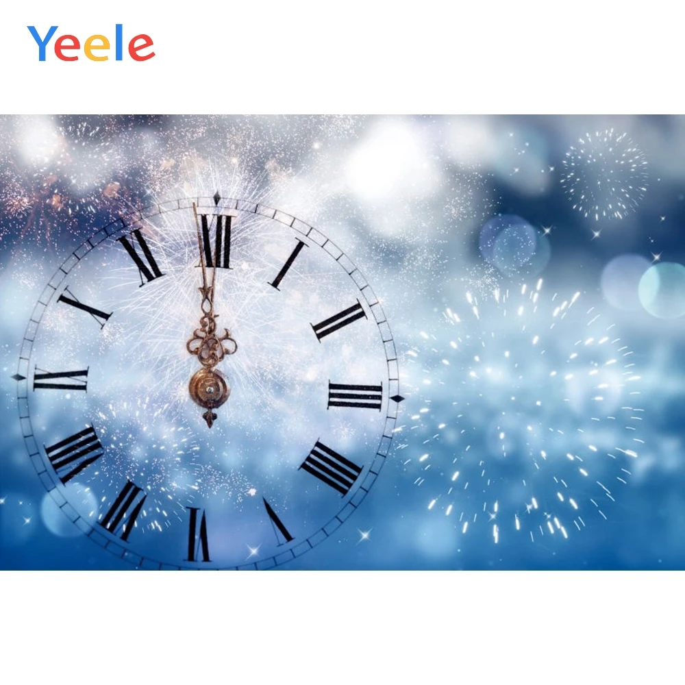 

Yeele Fireworks Clock New Year Christmas Backdrop Baby Portrait Vinyl Photography Background For Photo Studio Photophone Props