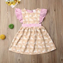 Боди для маленьких девочек; хлопковое платье без рукавов с оборками; комбинезон с принтом оленя; юбка с бантом; повязка для волос для маленьких девочек